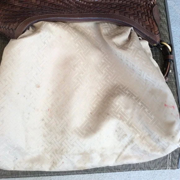 ❌SOLD❌ Cole Haan Brown Genevieve Woven Leather Hobo Bag - Picture 7 of 10